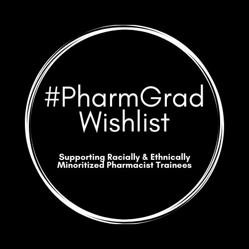 Black and white #PharmGradWishlist logo