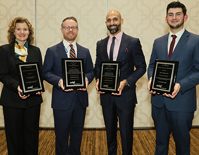 Group photo of the 2024 Literature Awardees (L-R): Katie Suda, Dave Dixon, Jai Patel, and Dakota Sicignano